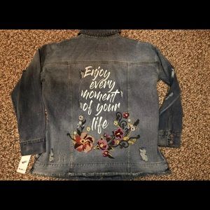 Cute Embroidered Jean Jacket!! Only worn once!!